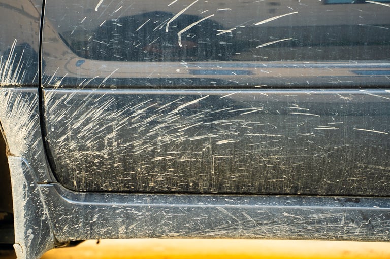 Dirty car covered in mud - Before