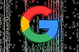 Google logo with colorful letters on a dark digital background with binary code and cascading data